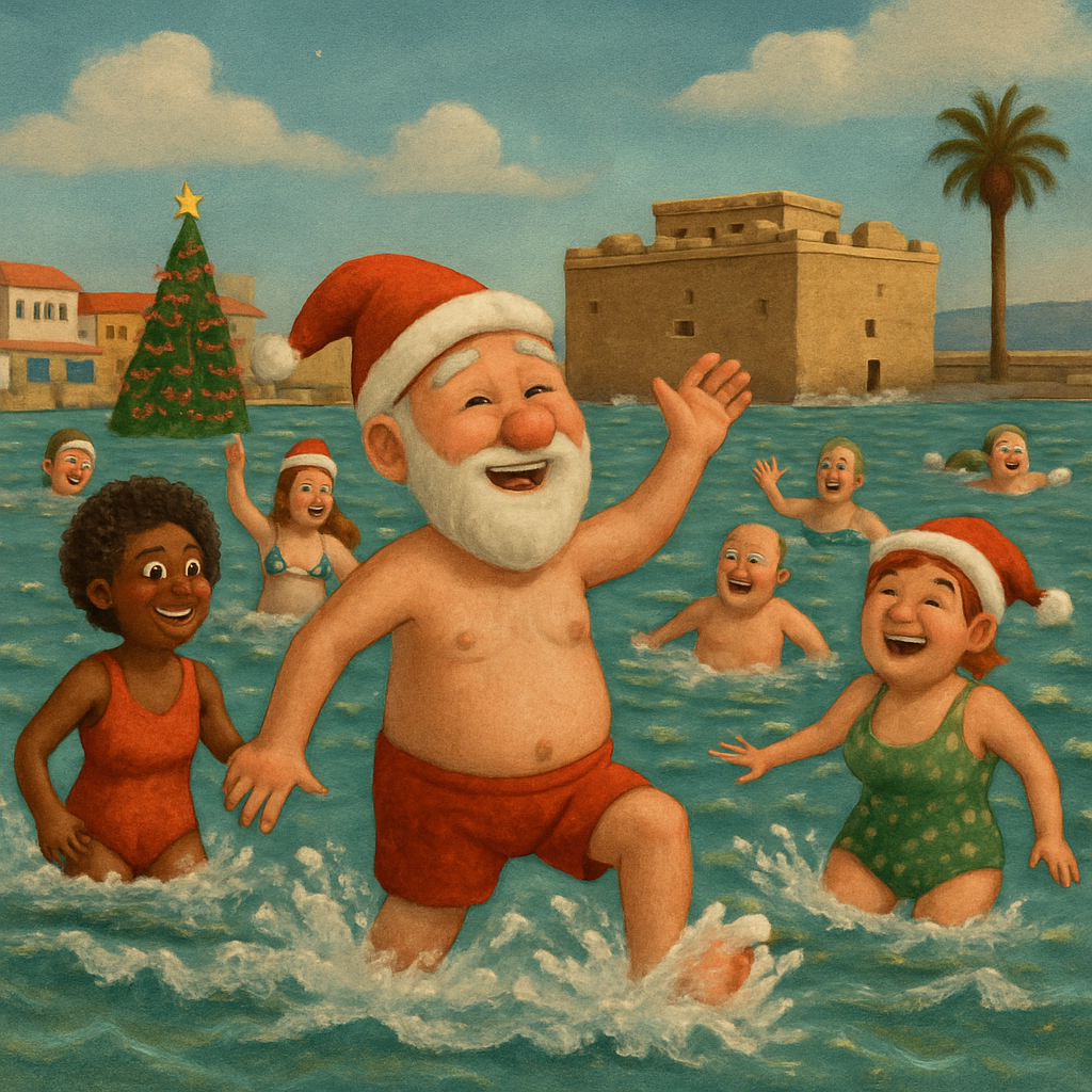 Десятки жителей Пафоса сегодня продолжили свою давнюю традицию, устроив рождественский заплыв в море