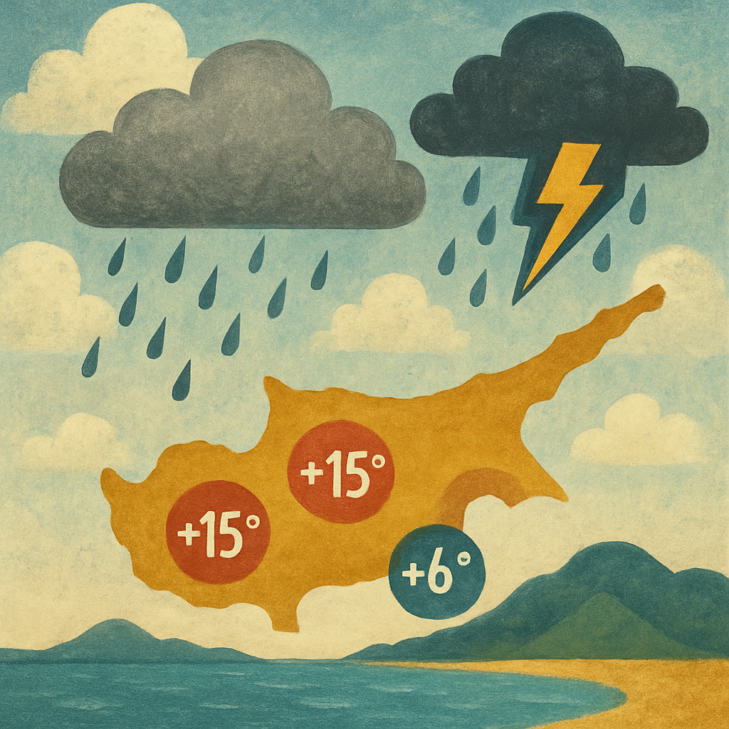 Cloudy with local rain and isolated thunderstorms on Friday in Cyprus