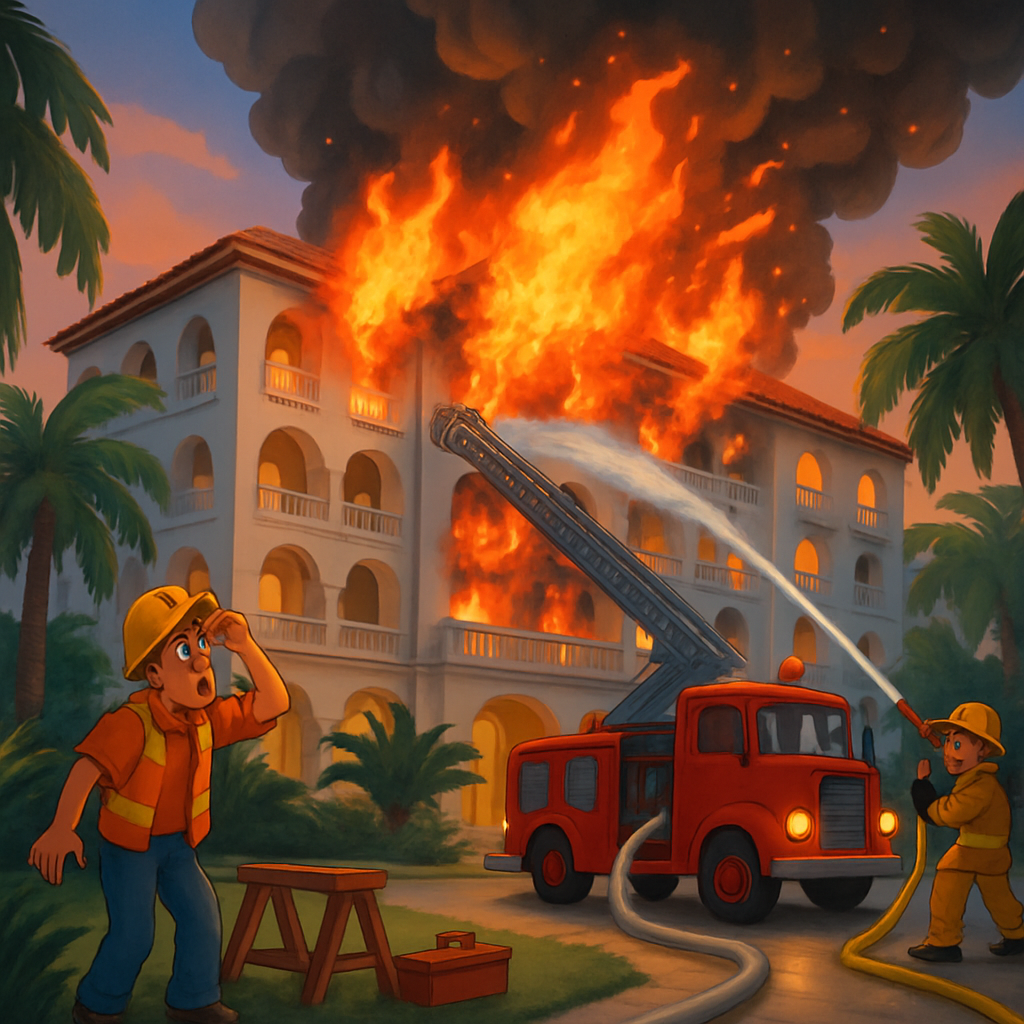 On Tuesday afternoon, a fire occurred during repair work at a hotel in Ayia Napa, which was contained by the evening