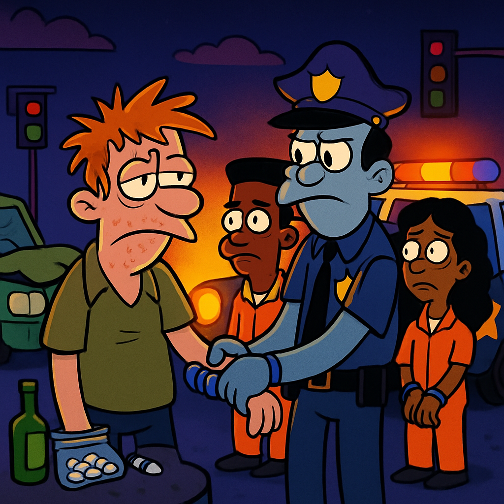 One person was arrested at night for a traffic accident, possession of drugs, driving under the influence of alcohol and drugs