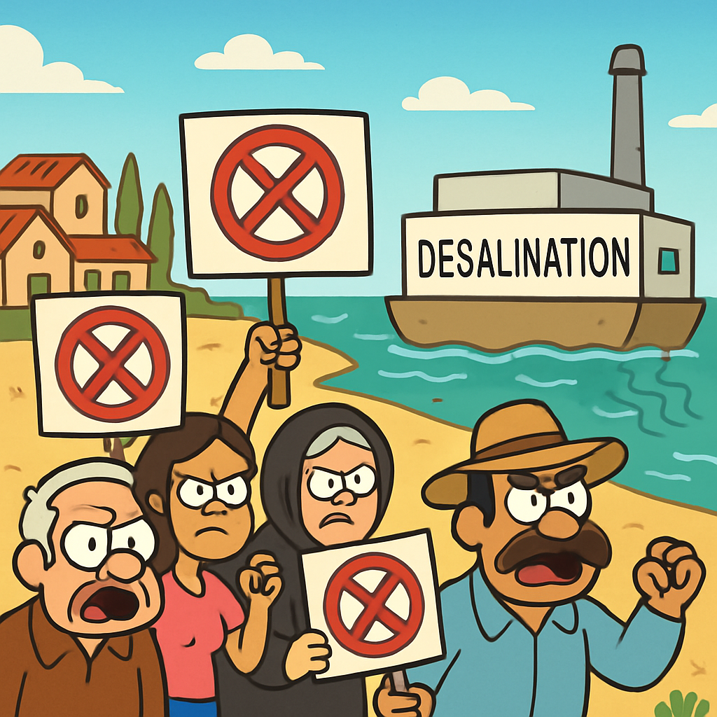 Residents of the village of Mazotos in the Larnaca district will hold a protest on Saturday against the installation of a mobile desalination unit in coastal waters, calling the decision of the Ministry of Agriculture arbitrary and hasty