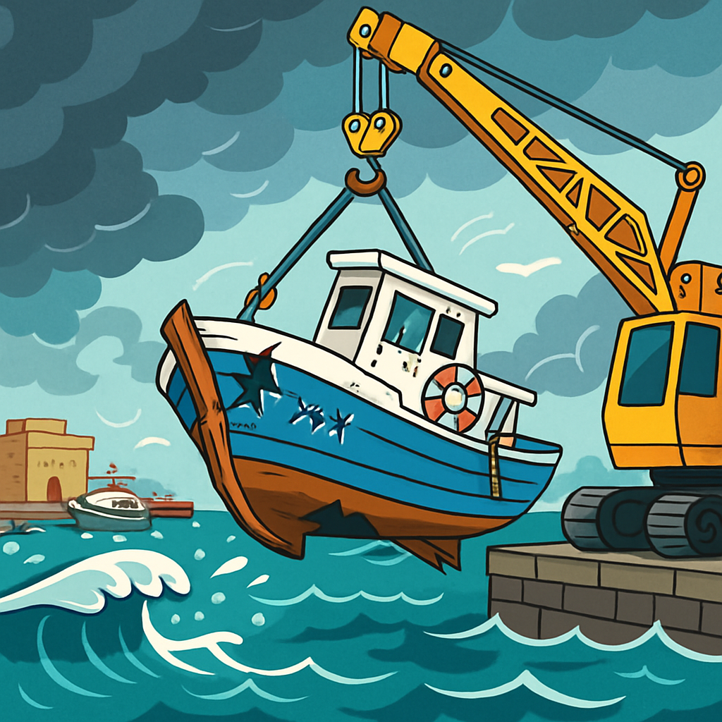 In the port of Paphos, a boat suffered serious damage due to strong winds and waves