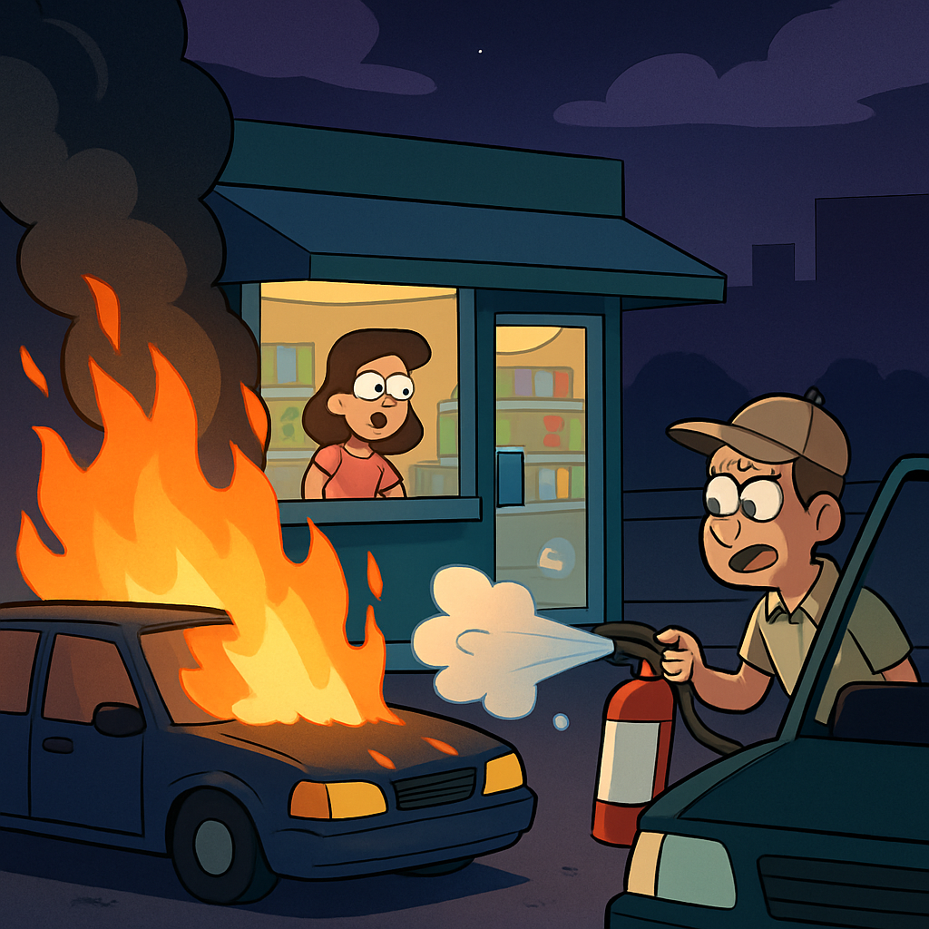 Ночью в Лимассоле загорелся автомобиль, который был припаркован возле киоска, в то время как владелица находилась внутри киоска