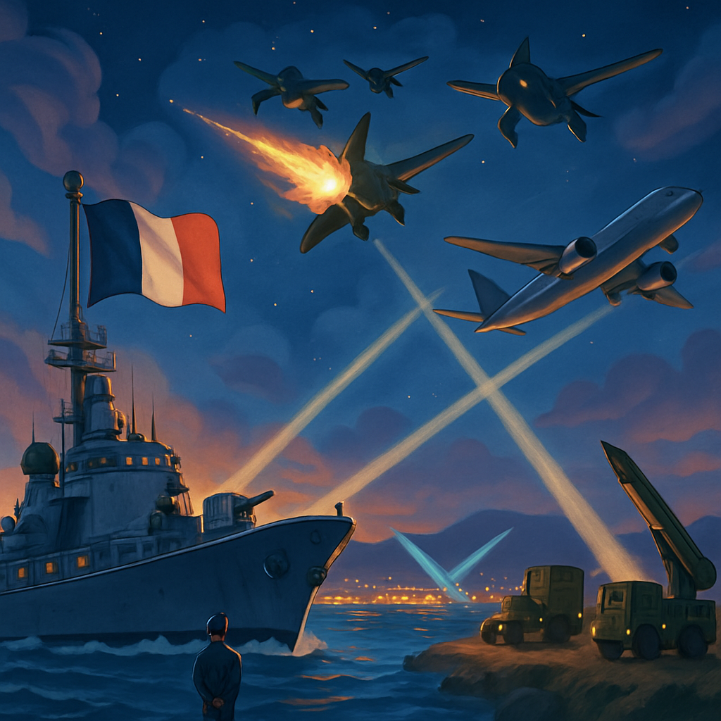 Francia dice que derribó drones "en defensa legítima", enviará el buque de guerra a Chipre y desplegará activos de defensa aérea a aliados mientras los dos primeros vuelos de repatriación se dirigen a París el martes por la noche