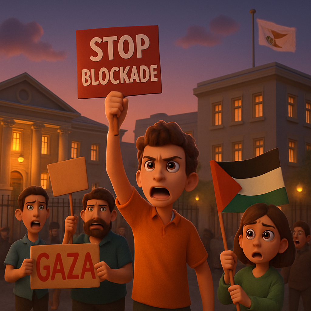 У президентского дворца и министерства иностранных дел в Никосии снова прошла акция протеста, осуждающая израильскую блокаду флотилии, перевозившей помощь в Газу