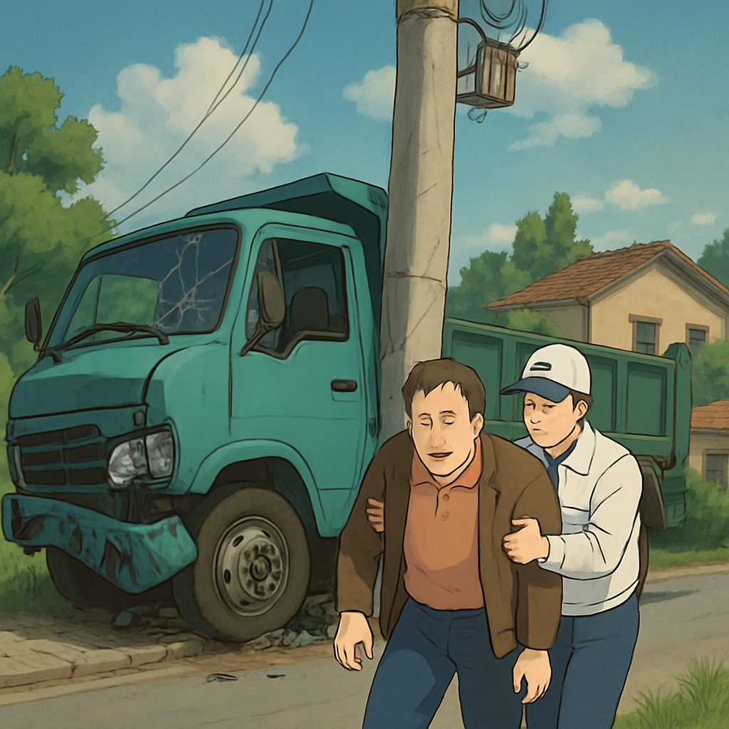 В Кофину, в районе Ларнаки, грузовик врезался в столб АЕК, водитель доставлен в больницу