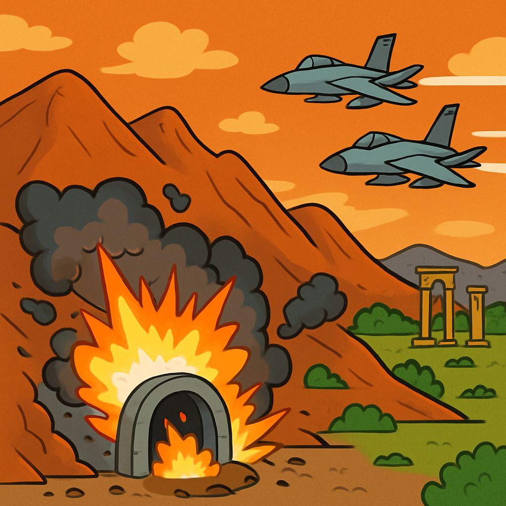 The strikes occurred Saturday evening on an underground facility in the mountains just north of the historic town of Palmyra in Homs province