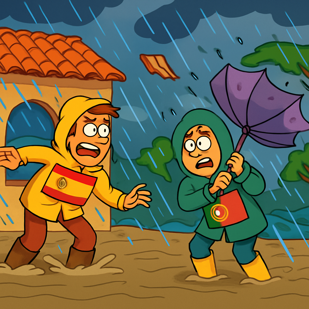 Spain and Portugal endured fresh storms and torrential rain that claimed another life Saturday, just days after the deadly flooding and major damage caused by Storm Leonardo