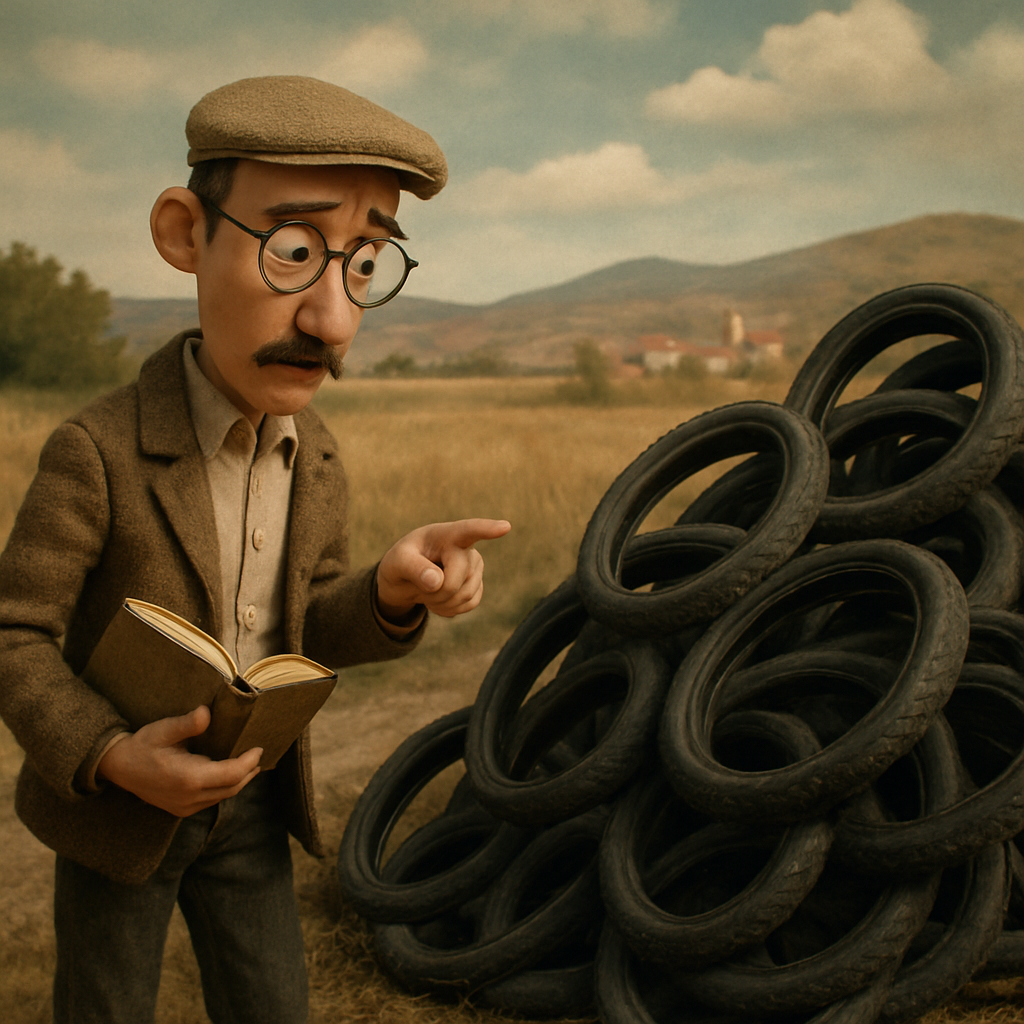 Читатель подозревает, что какой-то веломагазин или велосервис выкинул покрышки в поле около Арменахори