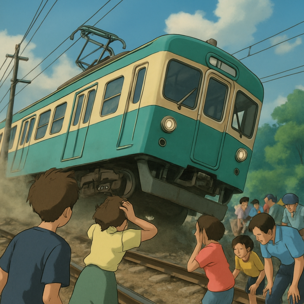 Witnesses described a chaotic scene as the front of the train appeared to jump off the tracks before coming to a stop, with one car tilted toward the ground