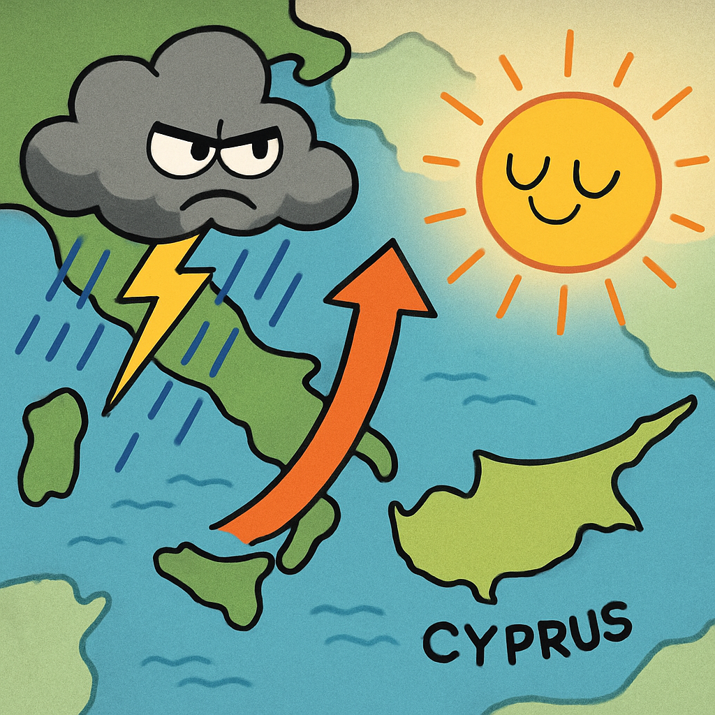 A new wave of bad weather is expected in Cyprus, coming from Italy