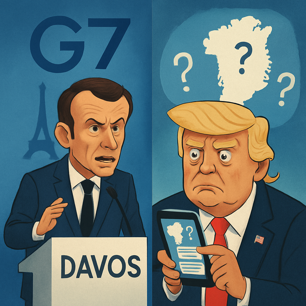 Macron's Davos address comes as Trump published messages showing the French leader's confusion over Greenland and his proposal to hold a G7 meeting in Paris on Thursday that would include Russian representatives on the margins
