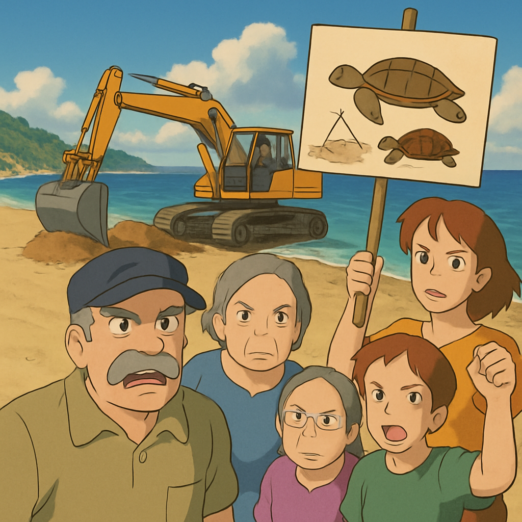 Жители Перволии (Ларнака) возмущены работами бульдозеров на пляже рядом с черепашьими гнездами