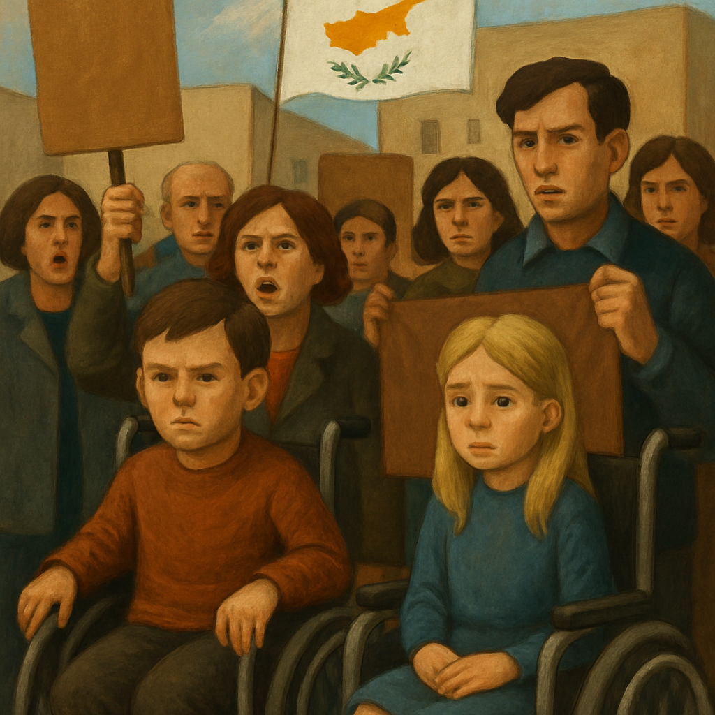 На Кипре прошла акция протеста в связи с решением министерства образования направить двух детей с ограниченными возможностями в специальное учебное заведение