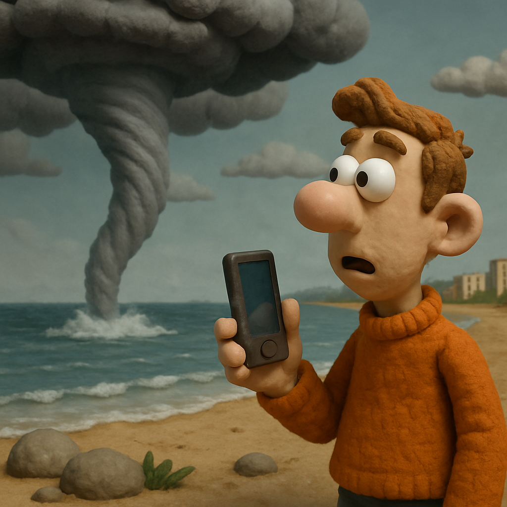 Kitasweather опубликовали видео с водяным смерчем, движущимся к берегу в районе Аматус в Лимассоле