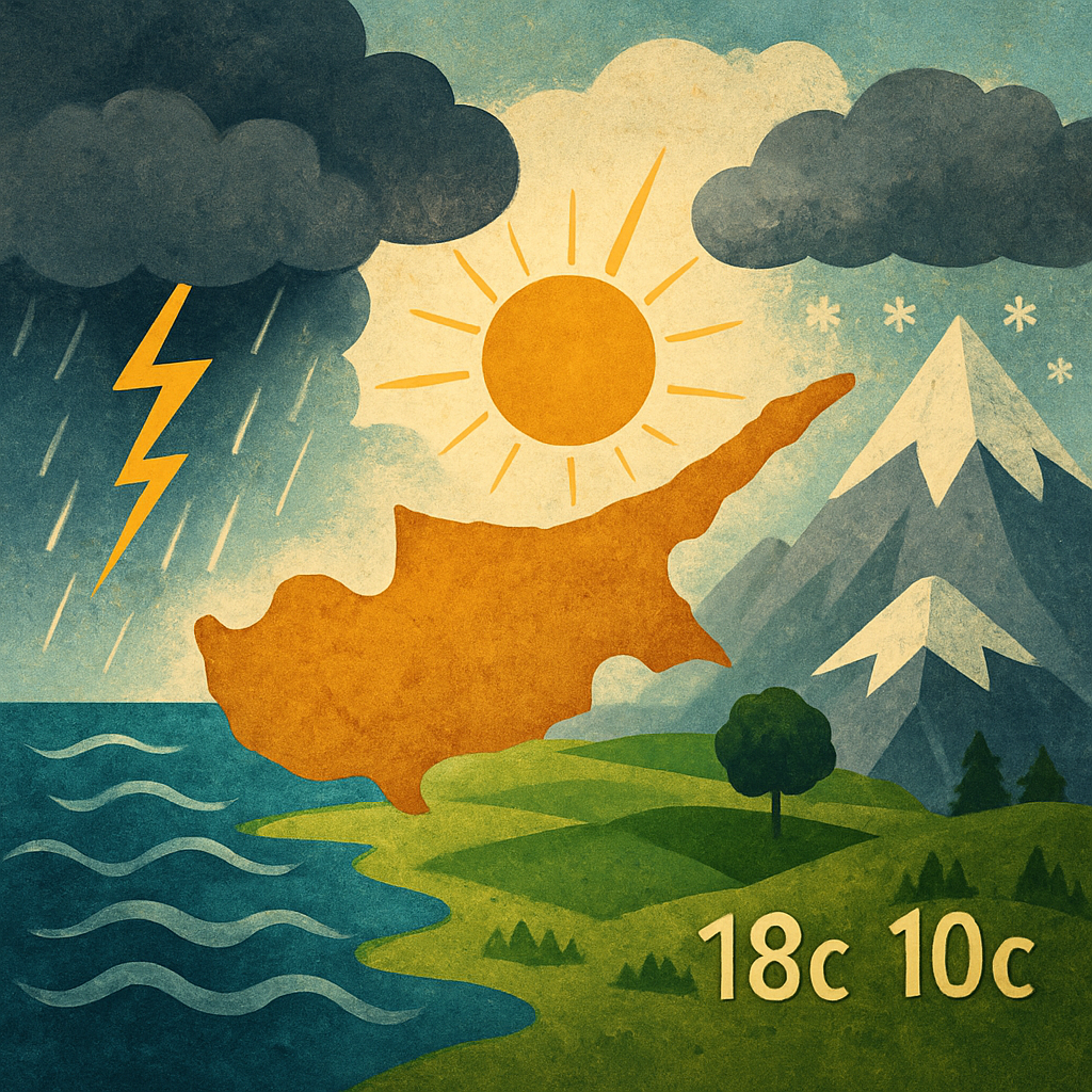 Сегодня на Кипре метеослужбы прогнозируют нестабильные погодные условия