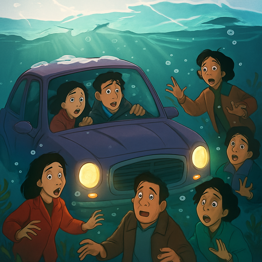 El automóvil se sumergió después de golpear una zona de hielo delgado