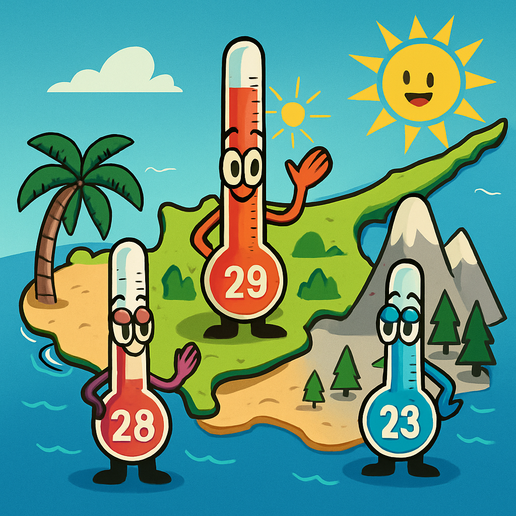 Сегодня на Кипре до +29С в глубине страны, до +28С на побережье и до +23С в горах