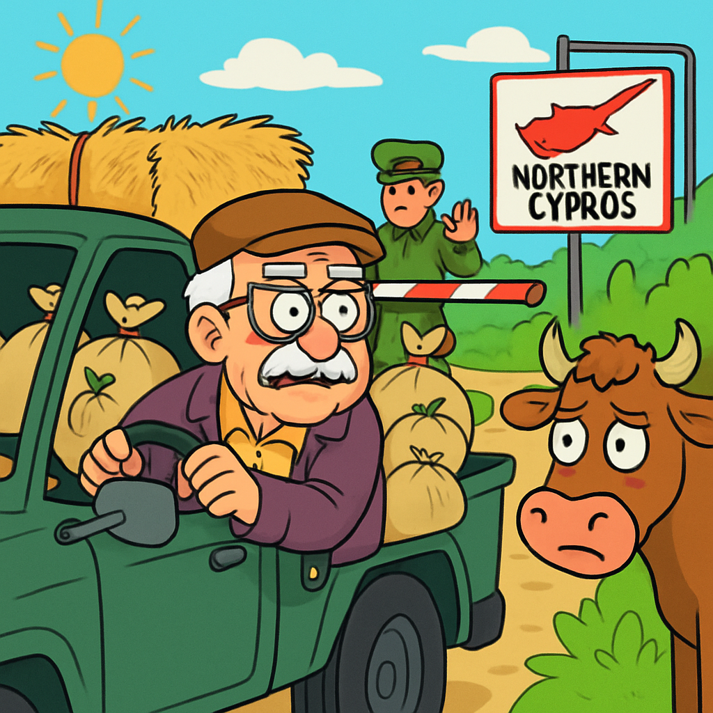 Se sospecha que un hombre de 75 años está contrabandeando heno y alimento para animales desde el norte de Chipre en medio de un brote de fiebre aftosa