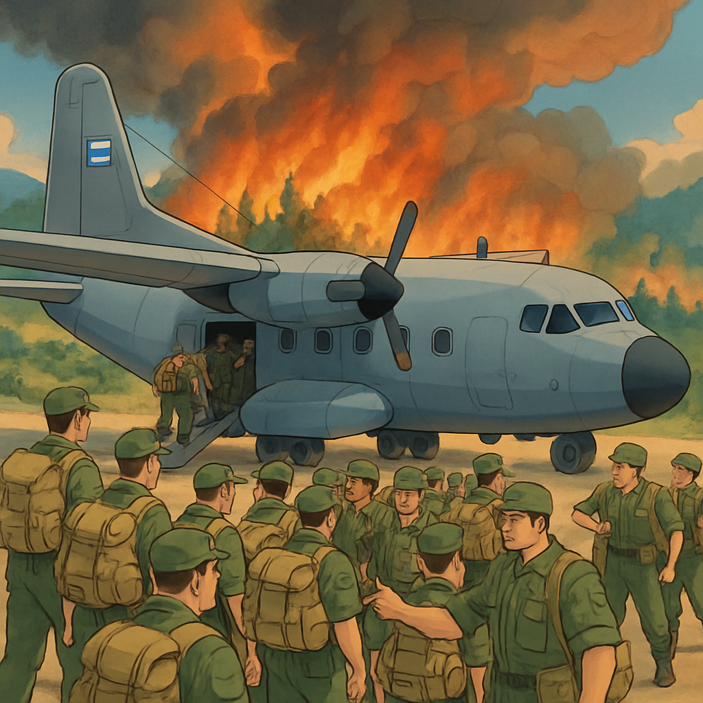 Самолет с 26 бойцами греческого специального лесохозяйственного подразделения принял участие в ликвидации пожара в Лимассоле