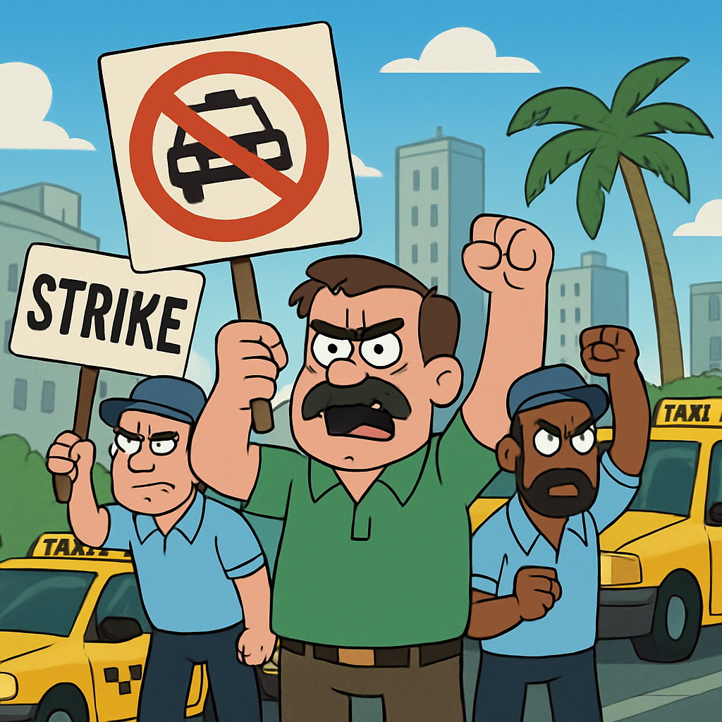 Today, taxi drivers in Larnaca are on strike, citing the issue of "professional survival