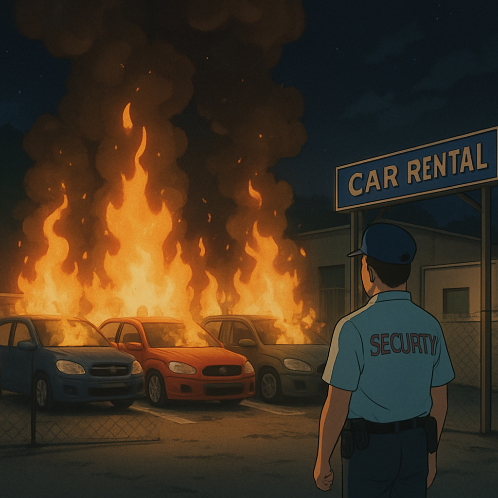 В Пиле (Ларнака), в пункте проката автомобилей неизвестные подожгли 4 машины