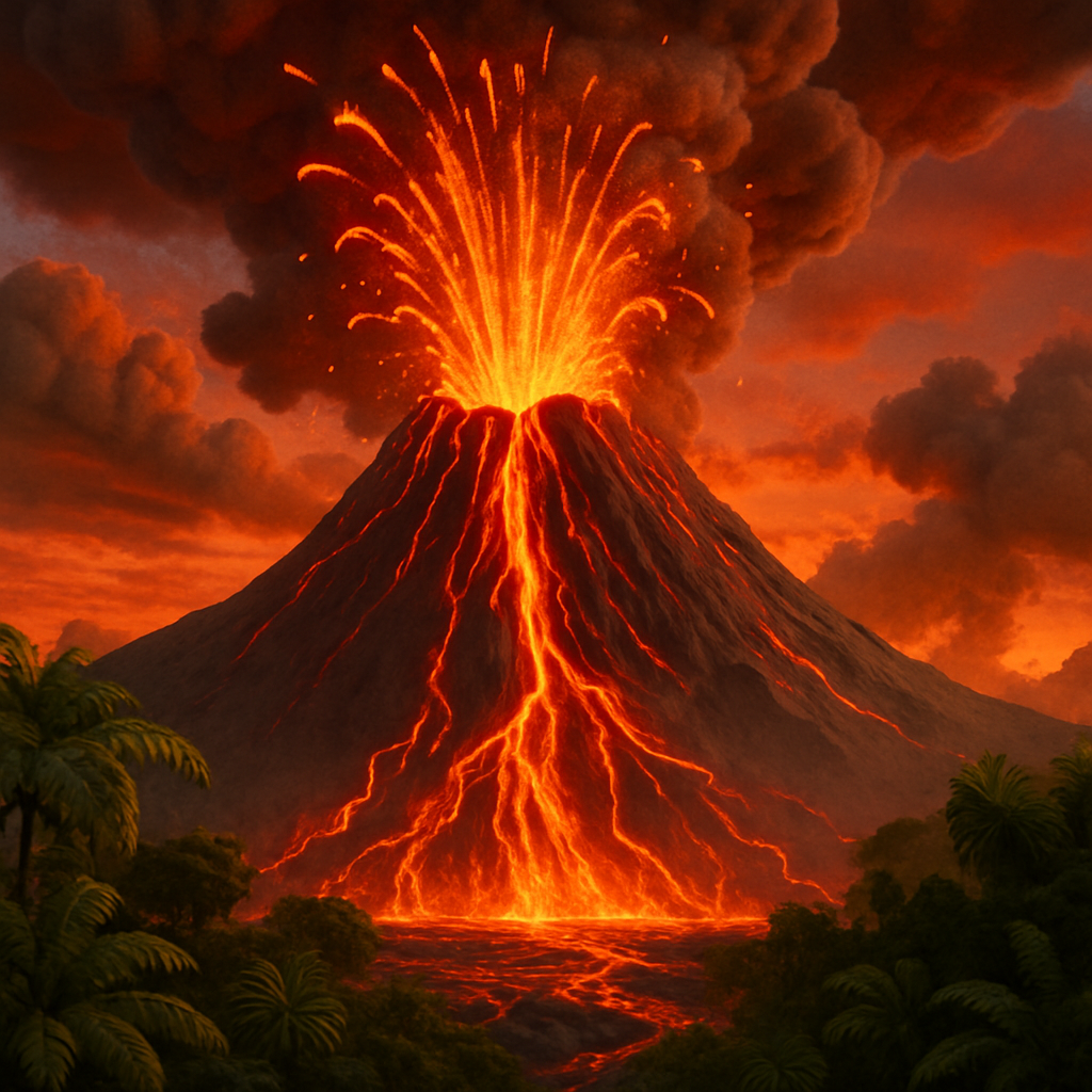 A large volcano in Hawaii began erupting on Sunday afternoon, sending fiery fountains of lava and hot ash high into the sky