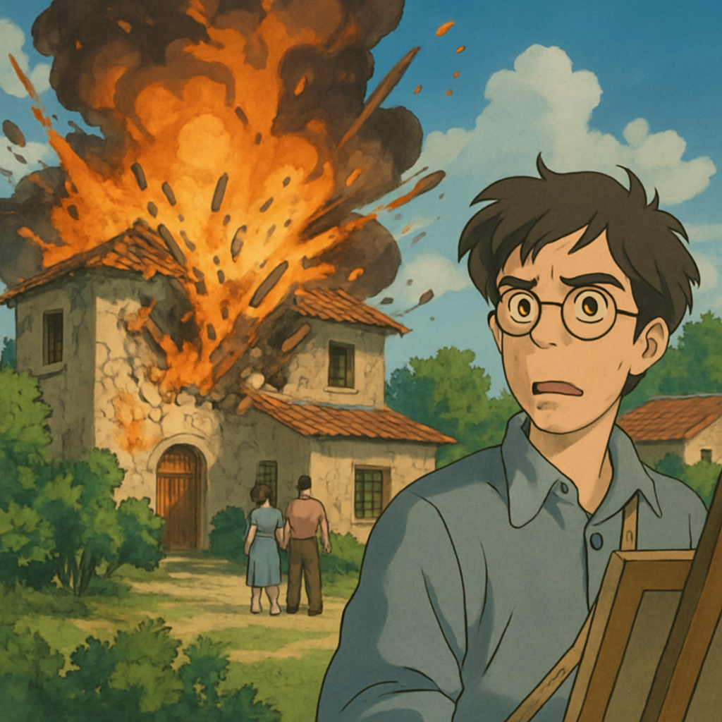 В деревне Коккинотримития попытались взорвать дом художника Джорджа Гавриэля, после недели политических преследований и угроз в связи с его последней выставкой