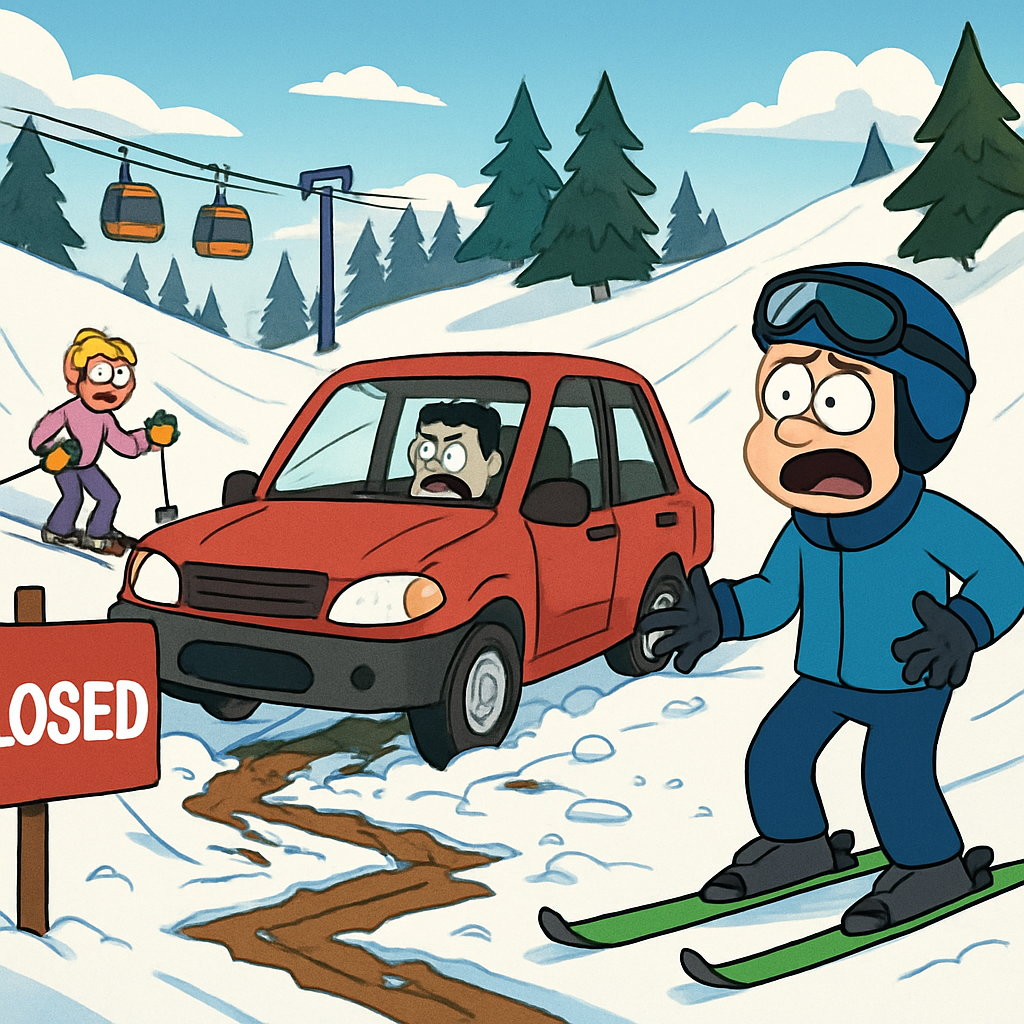 Sun Valley I (Aphrodite) ski slope in Troodos was deemed non-functional and dangerous just 24 hours after opening because someone drove onto the track with a car, causing significant damage