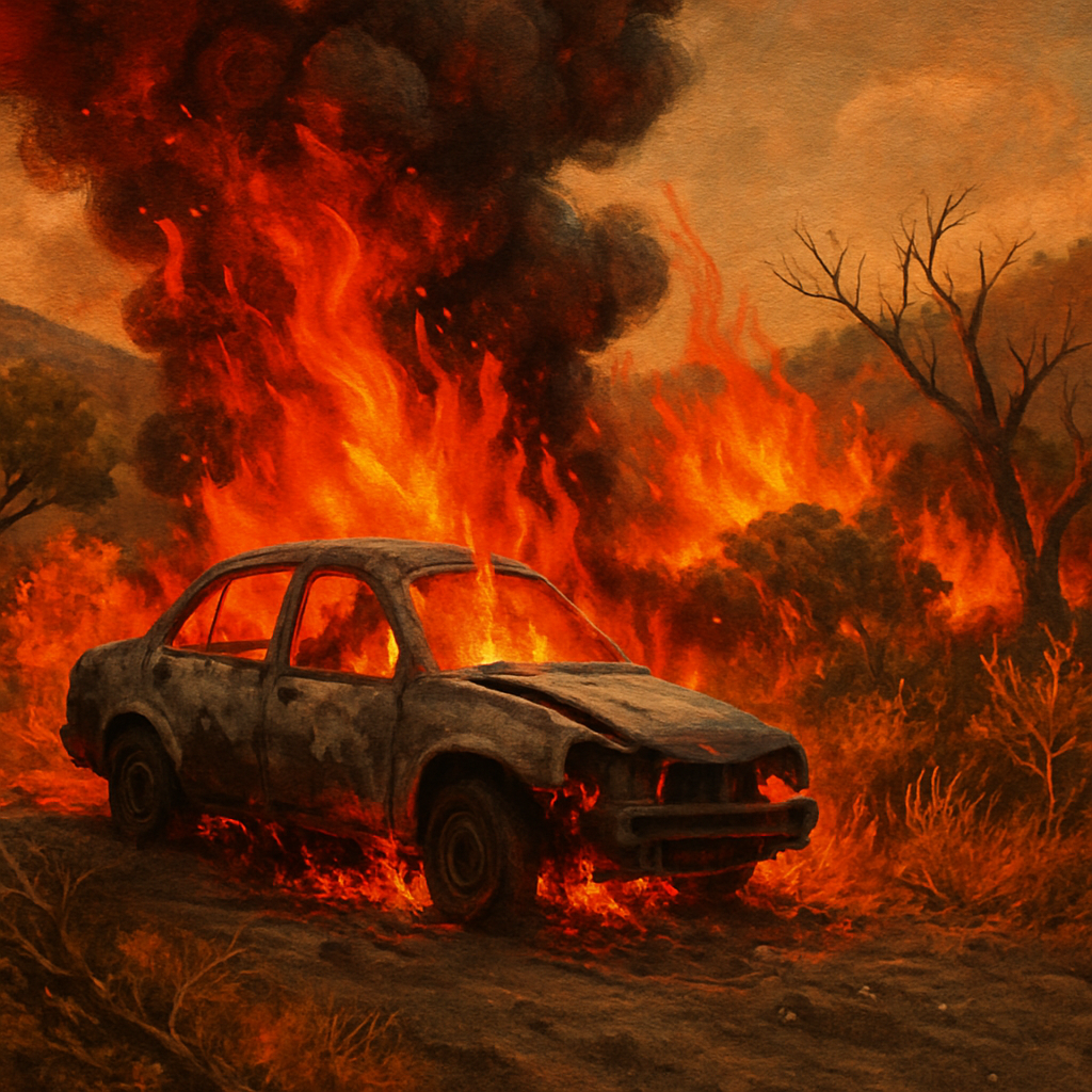 В общине Канту в районе Лимассола загорелся автомобиль, который в итоге был полностью уничтожен, а огонь сжег еще около 5 гектаров дикой растительности