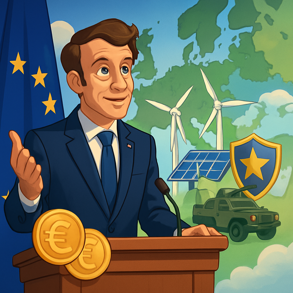 The French president has called for a common EU debt capacity and eurobonds to fund green tech, defence and security, arguing Europe must invest in its future