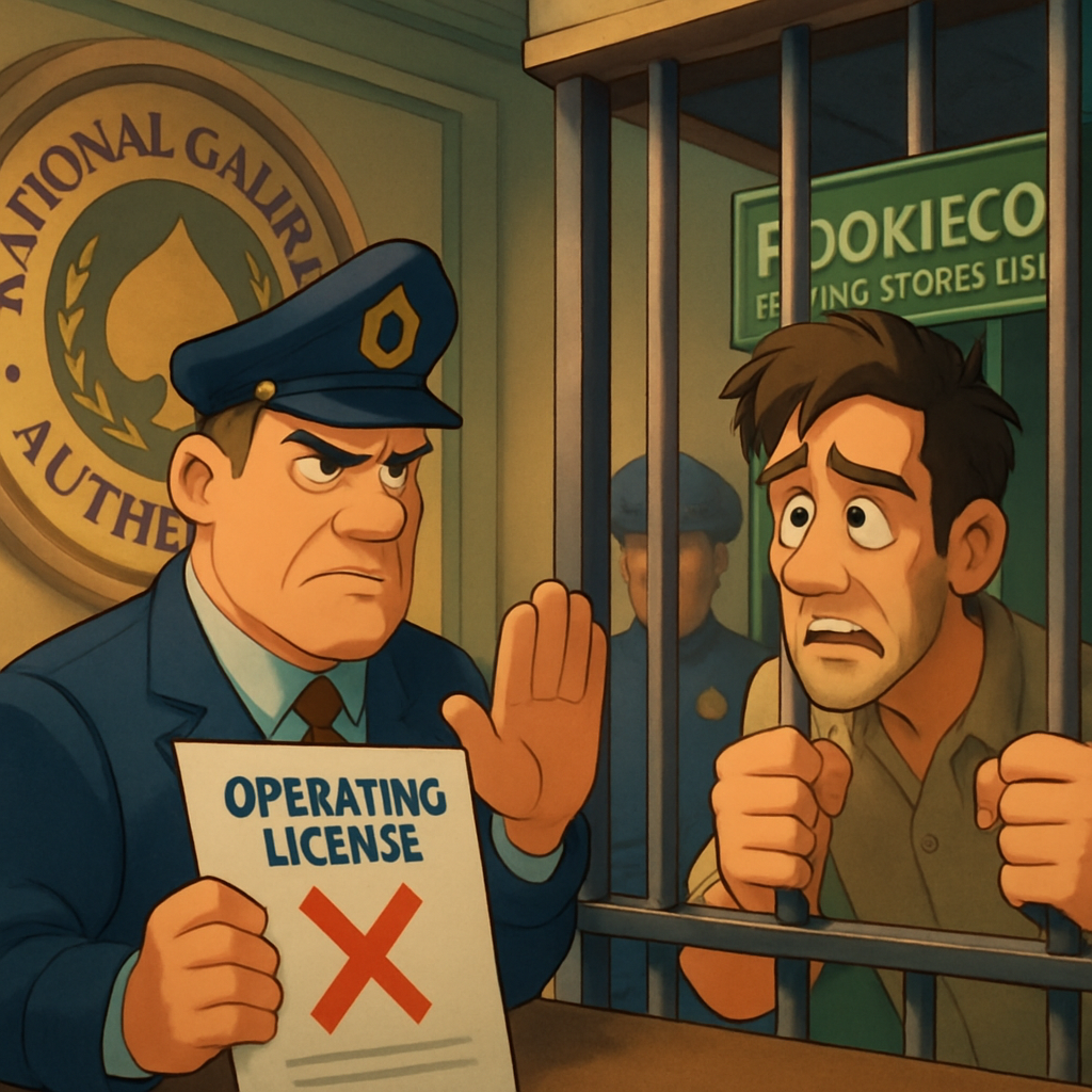 The National Gambling Authority has refused to renew the operating license of Bookieco Betting Stores Ltd, a company associated with a businessman who is currently detained on suspicion of committing a series of crimes in Larnaca