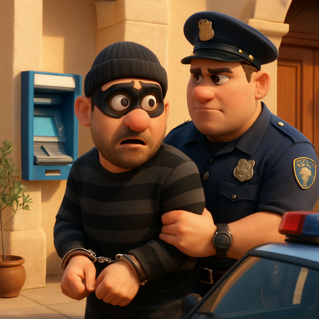 In Cyprus, a man who was wanted throughout the country for burglaries and thefts, including the theft of money from a bank account, was arrested