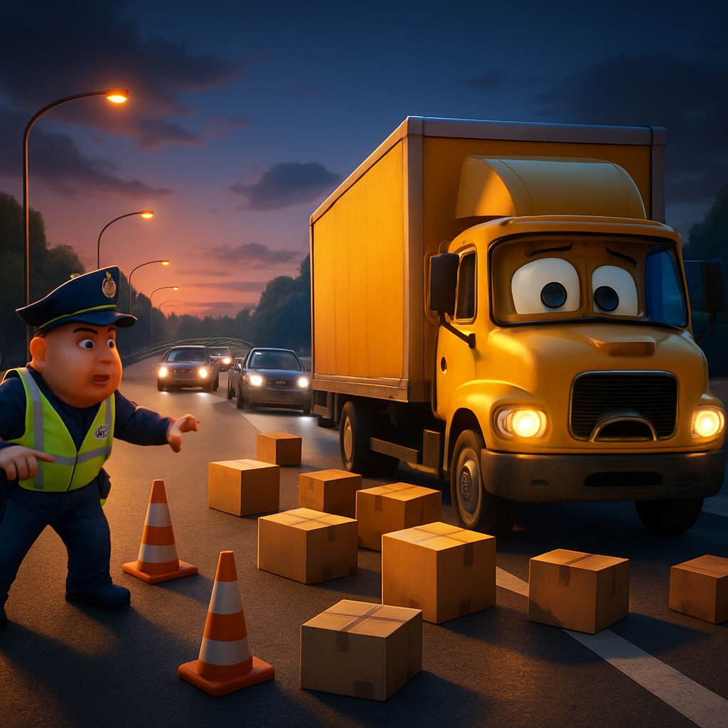 Во вторник вечером на шоссе Лимассол-Пафос закрыли одну из полос из-за выпавших из грузовика коробок