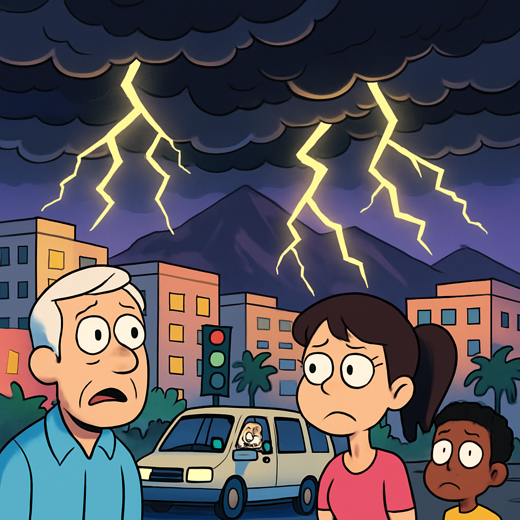 Жители Лимассола сообщают о зловещих грозовых вспышках, идущих на город со стороны Троодоса