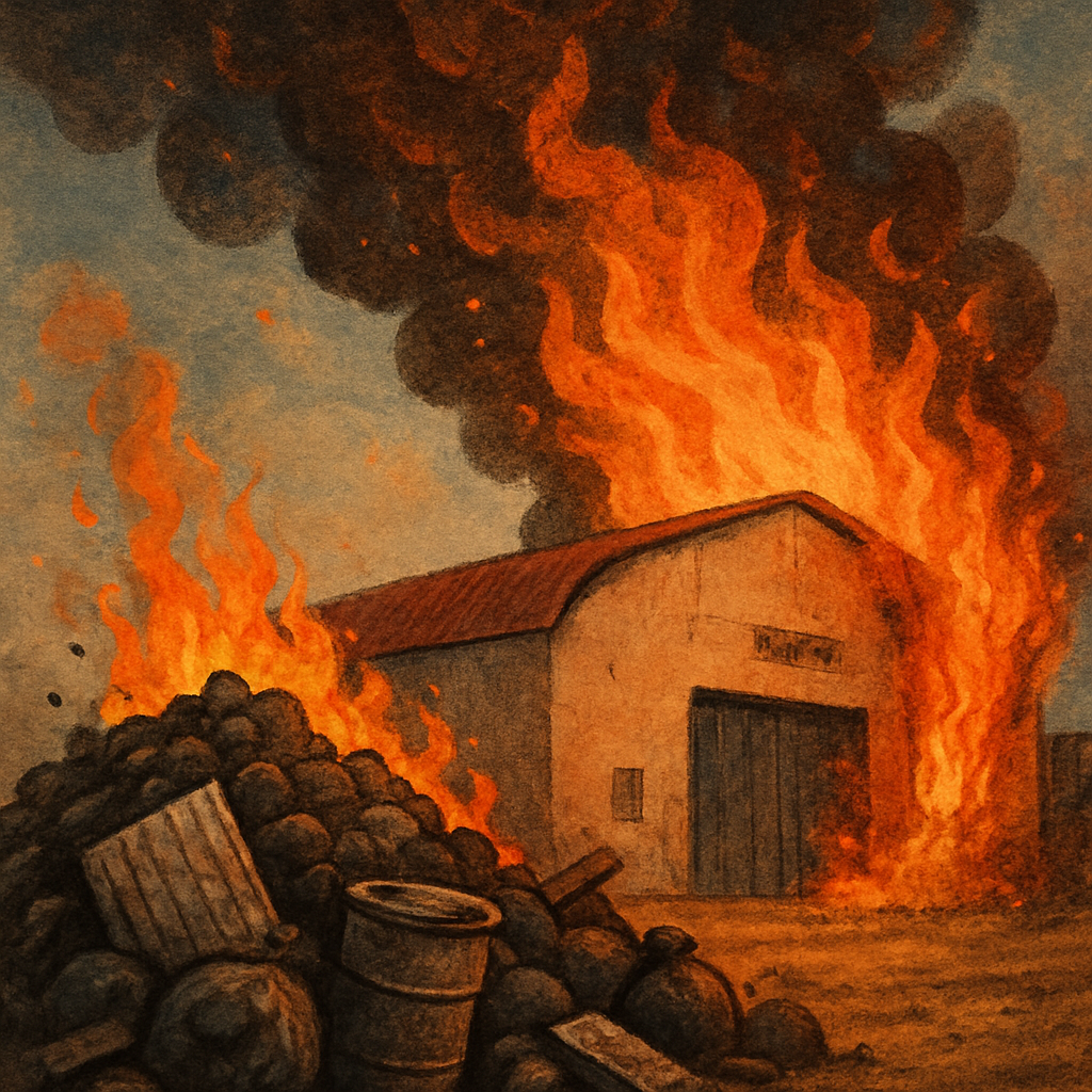 On Thursday, a fire occurred at a warehouse in the Paphos area, which began in a neighboring pile of waste and then spread to the warehouse