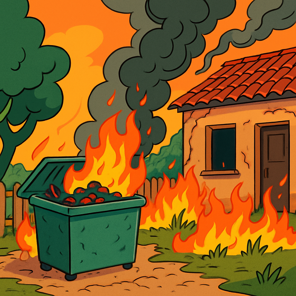 В деревне Педулас неизвестный выбросил тлеющие угли в мусорный бак, из-за чего начался пожар, который перекинулся на двор нежилого дома