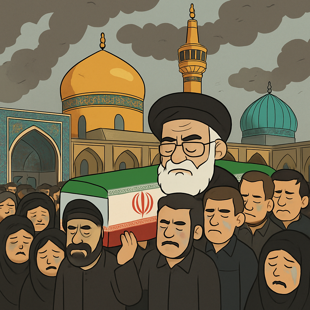 Los dolientes se reunieron en el Santuario del Imán Reza en Mashhad después de que los medios estatales iraníes confirmaron que el líder supremo Ayatollah Ali Khamenei fue asesinado en un bombardeo aéreo de Estados Unidos e Israel