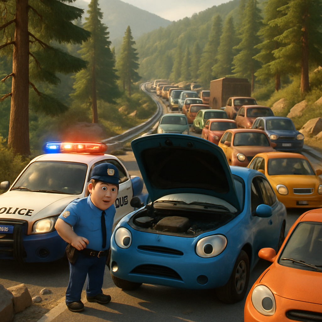 The police report severe traffic jams in the Troodos area