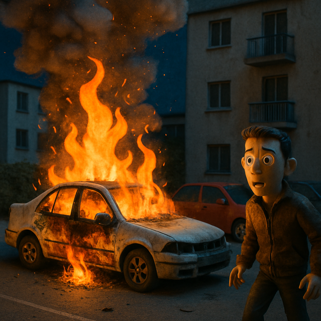 Утром на парковке многоквартирного дома в Лимассоле подожгли автомобиль, принадлежащий 27-летнему мужчине