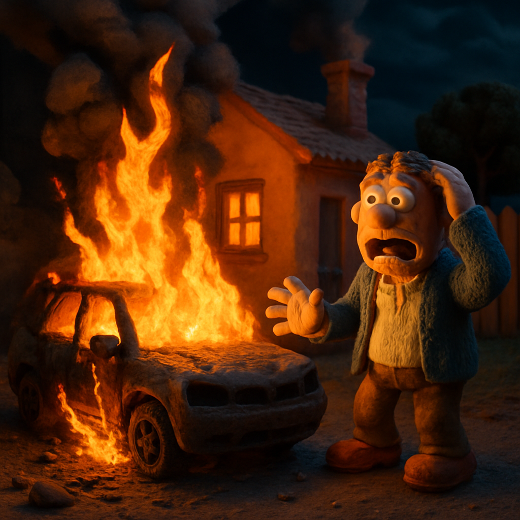 Ночью в Полемидии (Лимассол) пожар полностью уничтожил автомобиль, принадлежащий 37-летнему мужчине