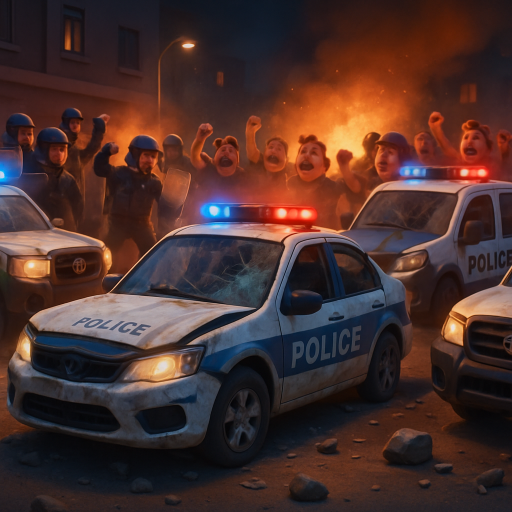 Five police vehicles were damaged during clashes with fans yesterday after the football match in Nicosia