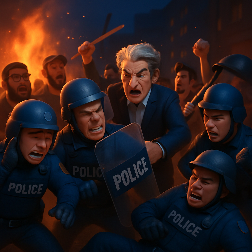 At least 16 police were injured and 13 people arrested as opposition leader Sali Berisha’s supporters clashed with security forces in Tirana over corruption claims