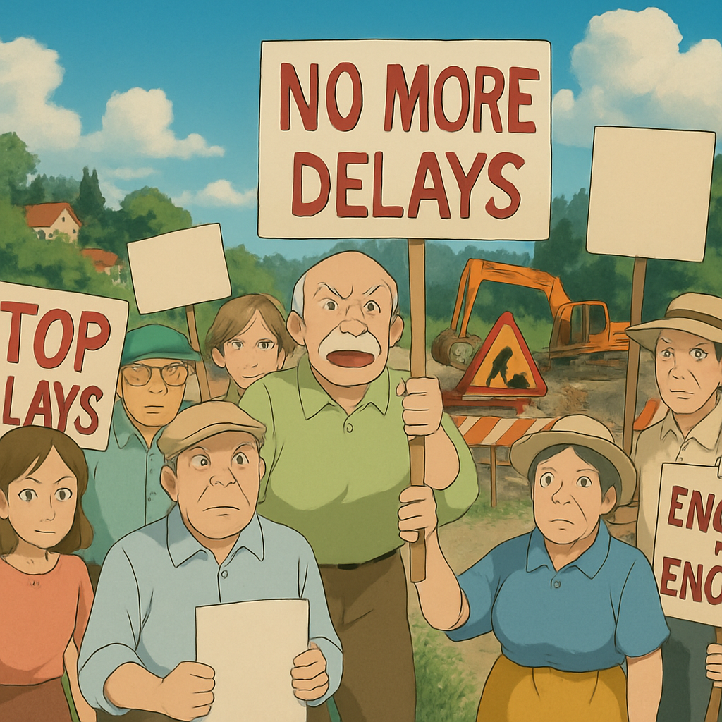 Жители Анариты устроили акцию протеста из-за серьезных задержек в дорожных работах, которые длятся уже два с половиной года