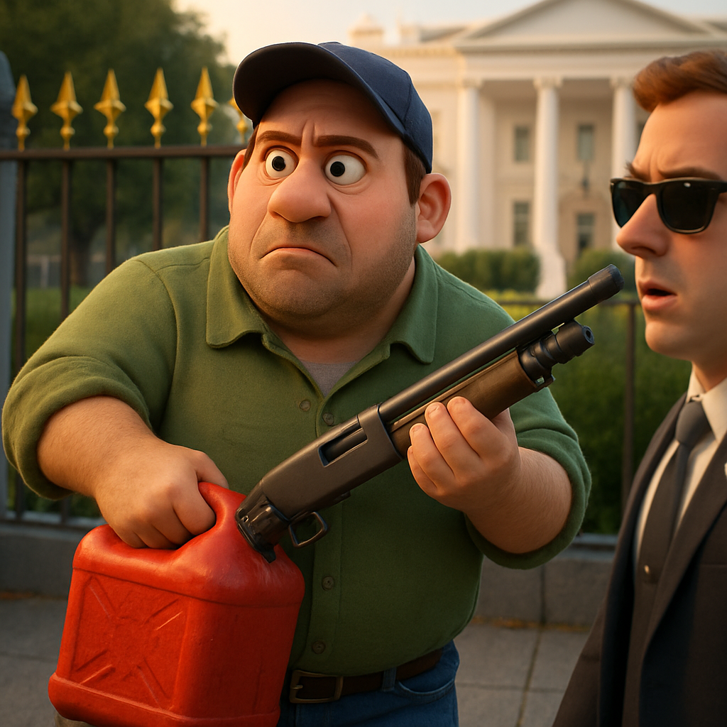 The US Secret Service said the man was observed carrying something that “appeared to be a shotgun and a fuel can