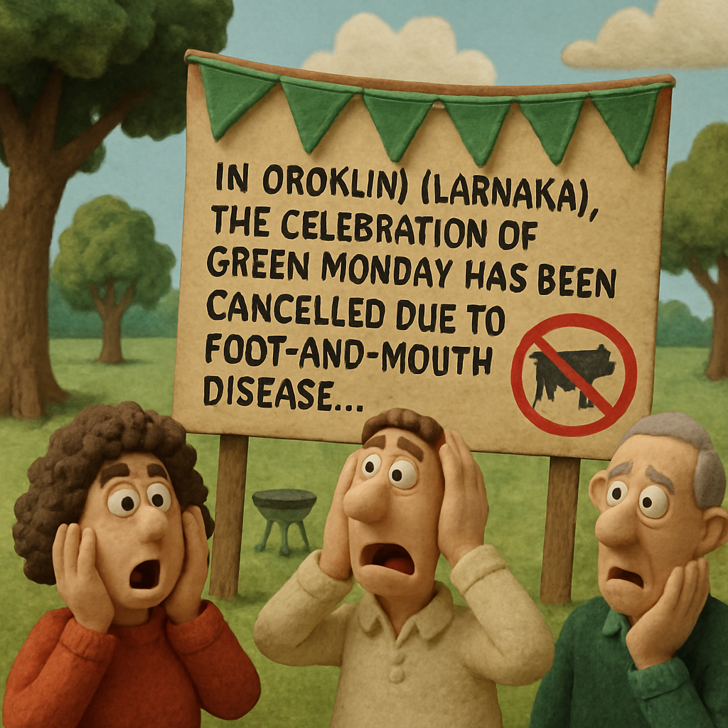 En Oroklini (Larnaca), la celebración del Lunes Verde ha sido cancelada debido a la fiebre aftosa