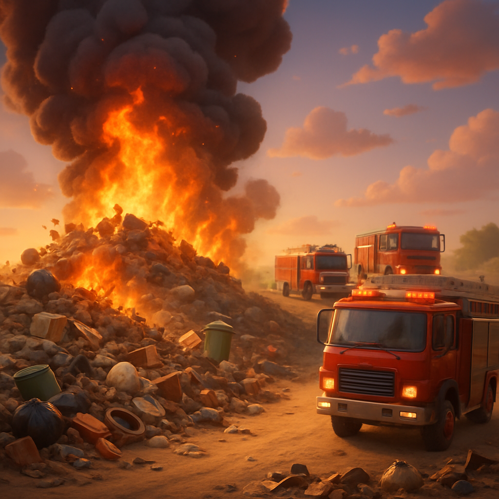 В районе Ларнаки, в Коши, в куче мусора возник пожар