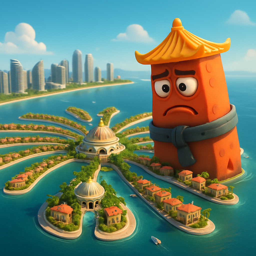 Intended as China’s version of Dubai’s palm-shaped artificial island, Ocean Flower Island is a $12 billion monument to debt-fueled economic excess