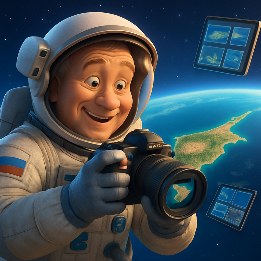The astronaut Oleg Artemyev made a large collection of photos of Cyprus from space