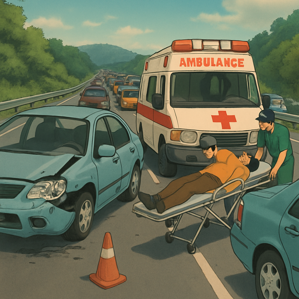 В результате ДТП на хайвее Никосия-Ларнака сегодня днем, левая полоса оставалась закрытой в течение часа, а на месте аварии образовалась пробка